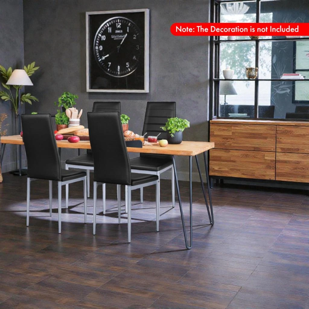Hivvago Four-Piece Dining Chair Set Featuring PVC Leather Seats and Sturdy Metal Frames 2