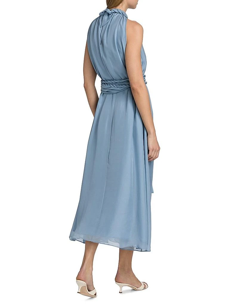 basque waist dress blue ZAPAKA Women White Blue Flower Long Prom Dress with Slit Strapless Basque Waist A-Line Tiered Ruffle Formal Dress, White Blue Flower / US2 main image 0