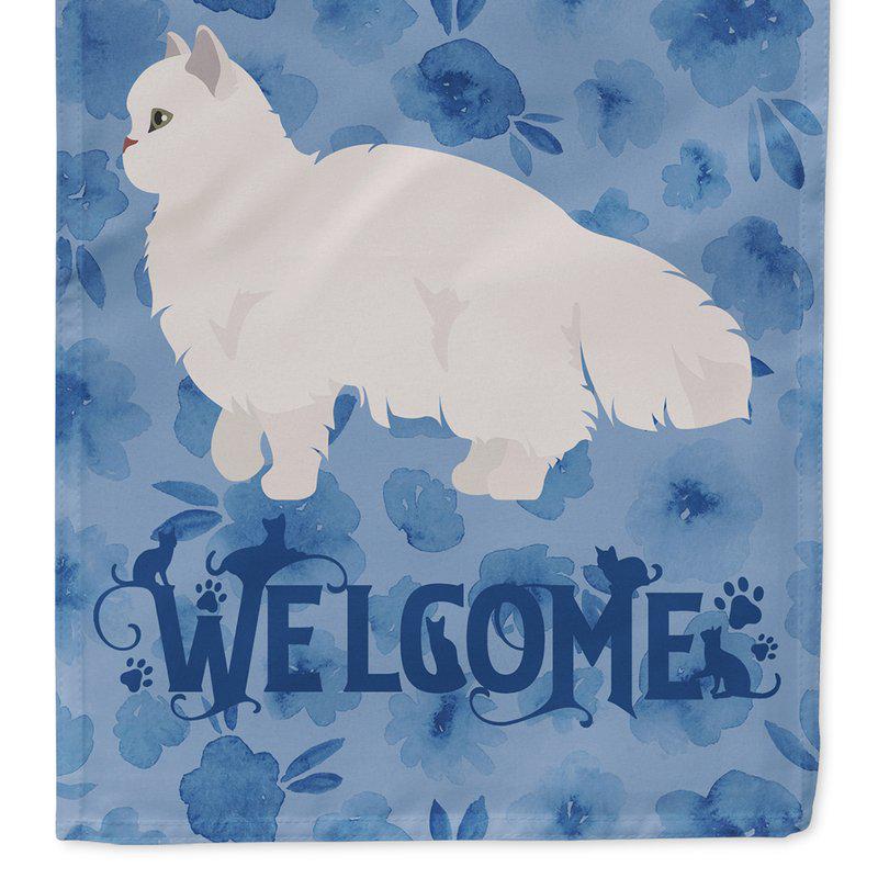 Caroline's Treasures 11 x 15 1/2 in. Polyester White Persian Traditional Cat Welcome Garden Flag 2-Sided 2-Ply