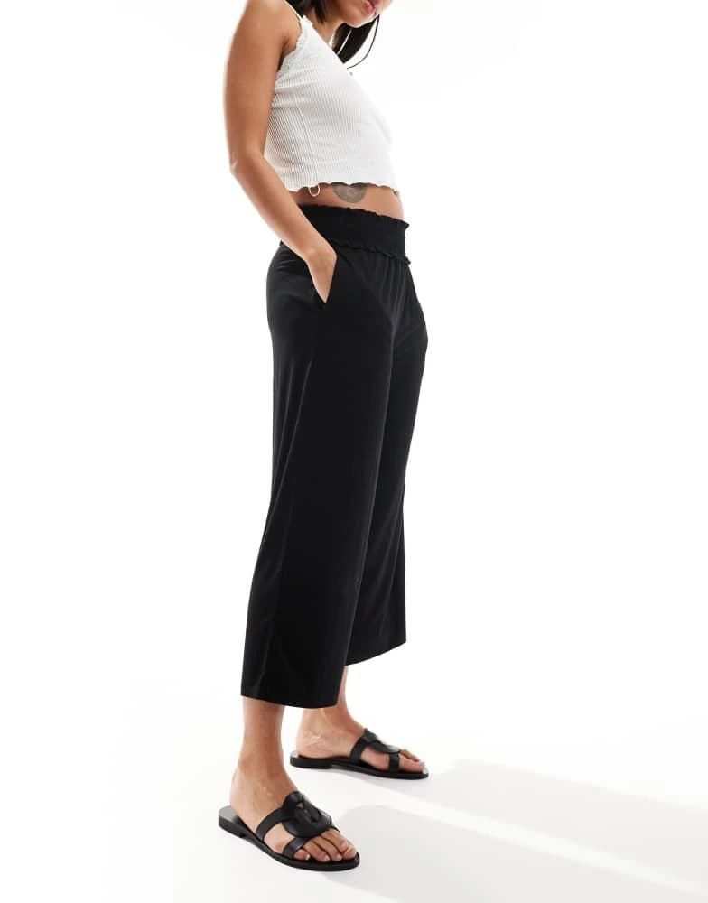 ASOS ASOS DESIGN shirred waist cropped culotte trouser in black 1