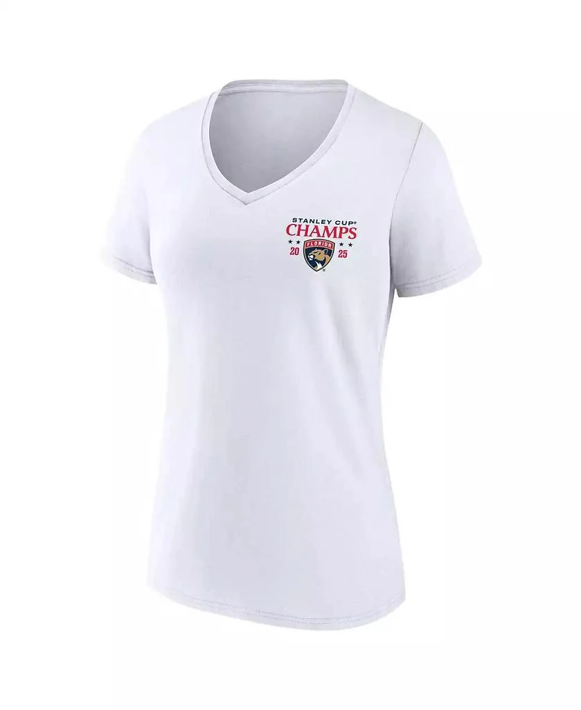 Fanatics Women's White Florida Panthers 2025 Stanley Cup Champions Jersey Roster V-Neck T-Shirt 3