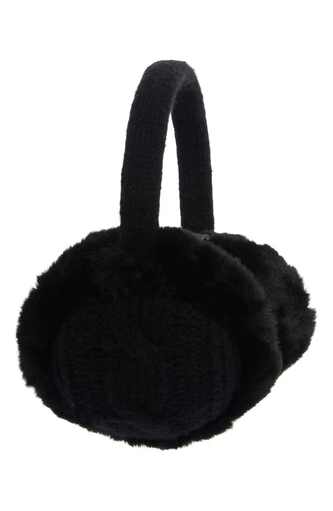 Vince Camuto Faux Fur Cable Knit Ear Muffs