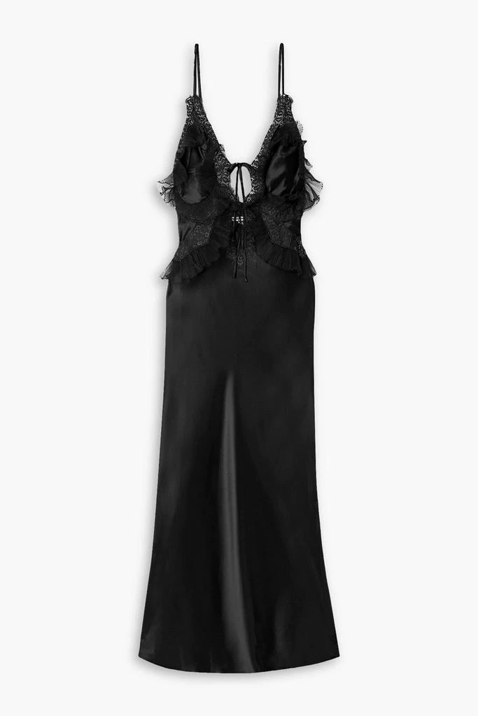 Alexander Wang Cutout tulle and lace-trimmed silk-satin midi dress 1