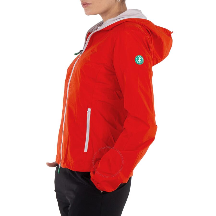 Save The Duck Traffic Red Stella Hooded Rain Jacket