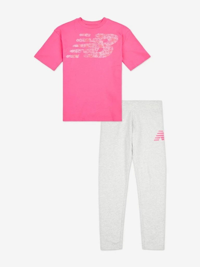 Shop New Balance Girls Flower Graphic T-Shirt and Leggings Set in