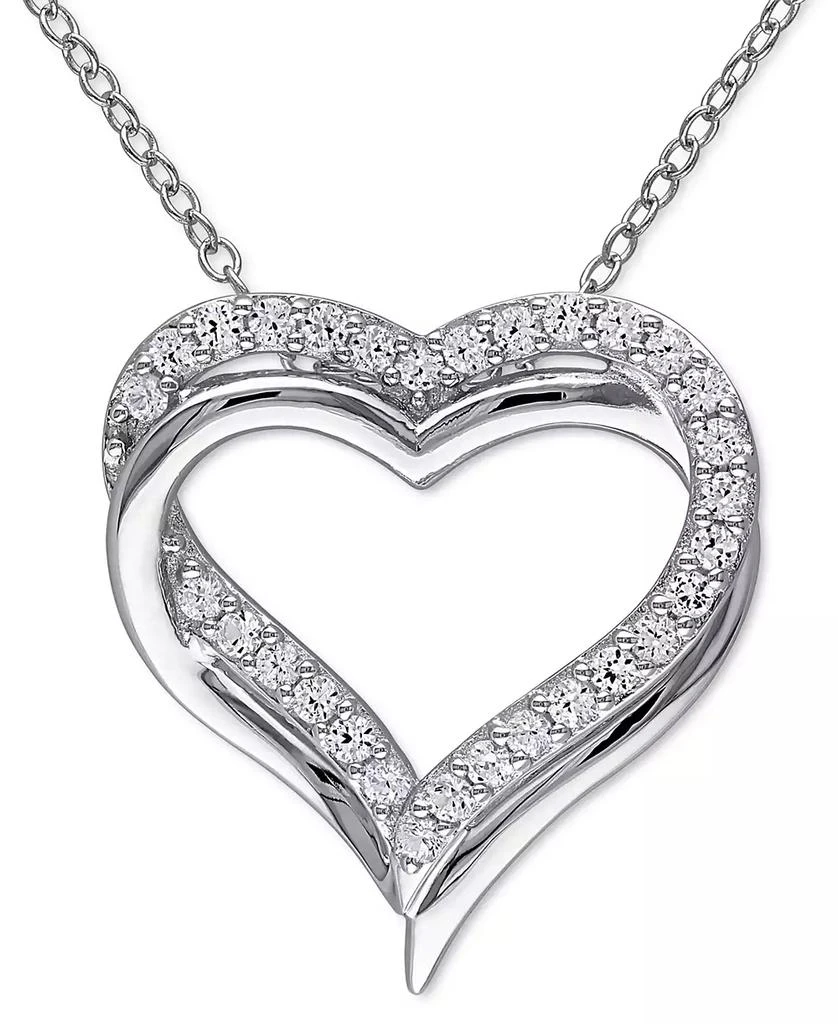 Macy's Lab-Grown White Sapphire Heart 18" Pendant Necklace (5/8 ct. t.w.) in Sterling Silver 1