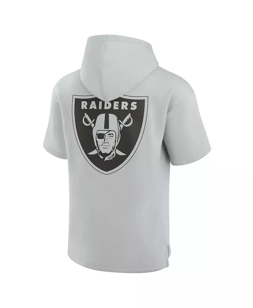 Fanatics Signature Men's and Women's Gray Las Vegas Raiders Super Soft Fleece Short Sleeve Hoodie 4