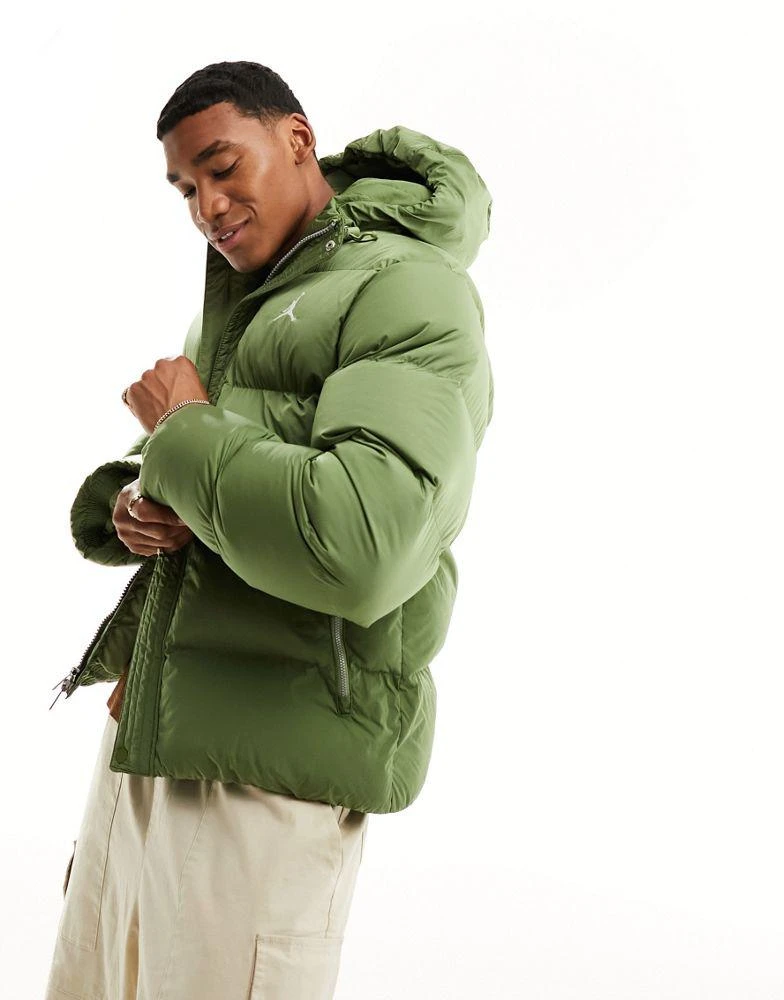 Jordan Jordan Flight Essentials hooded puffer coat in olive green 2