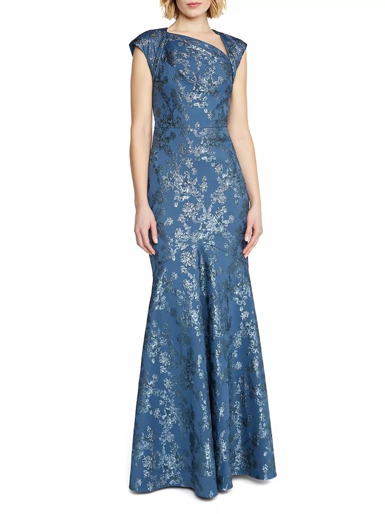 Theia Beatrice Asymmetric-Neck Fit & Flare Gown 2