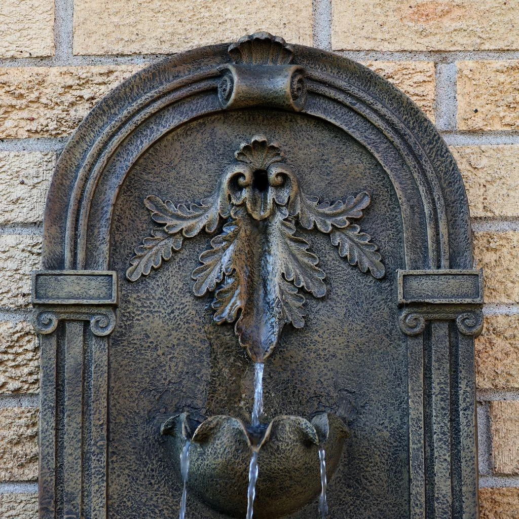 Sunnydaze 27"H Solar-Powered Polystone Florence Outdoor Wall-Mount Water Fountain 6