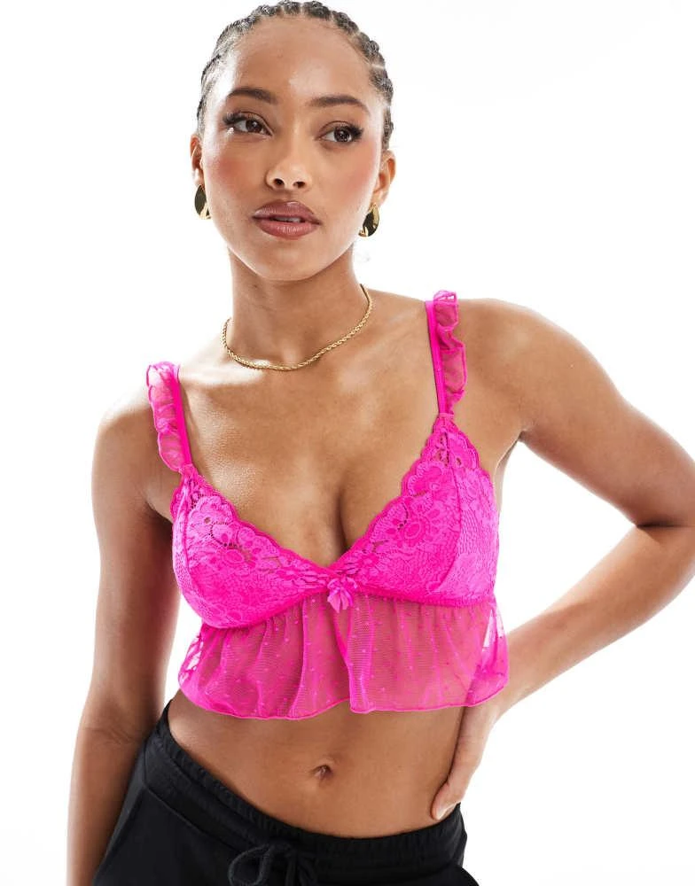 Cotton:On Cotton:On Holly lace longline bralette in pink 3