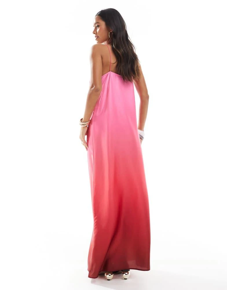 Shop Vero Moda square neck cami satin maxi slip dress in pink & red ombre  on Sale at BeyondStyle  Get 20% Off Vero Moda square neck cami satin maxi  slip dress