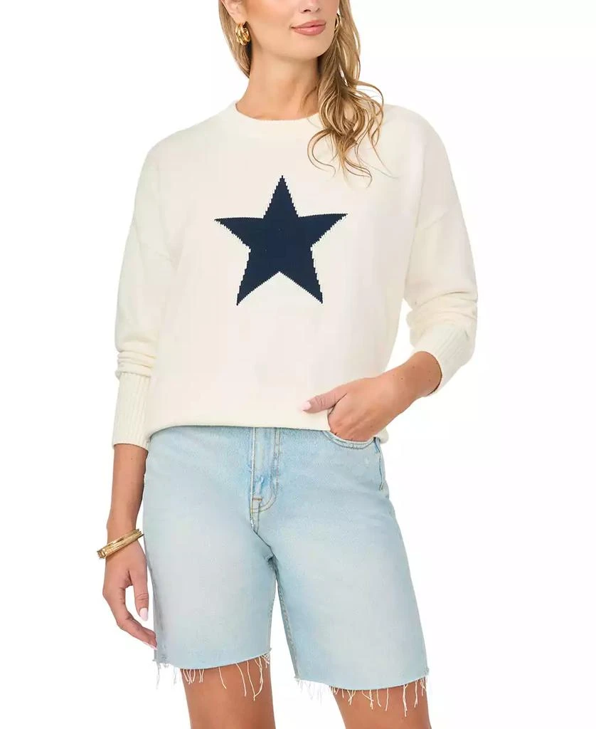 Vince Camuto Women's Star Motif Crewneck Sweater