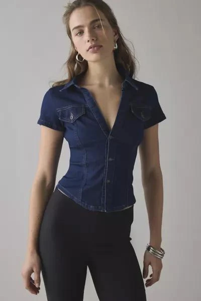 BDG BDG Polly Denim Slim Short Sleeve Button-Up Shirt 1