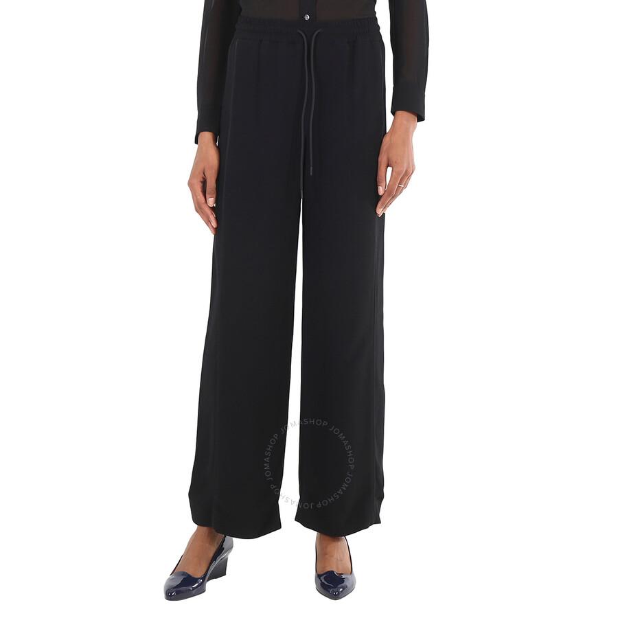 Burberry Ladies Black High-Waisted Wide-Leg Trousers Black 2