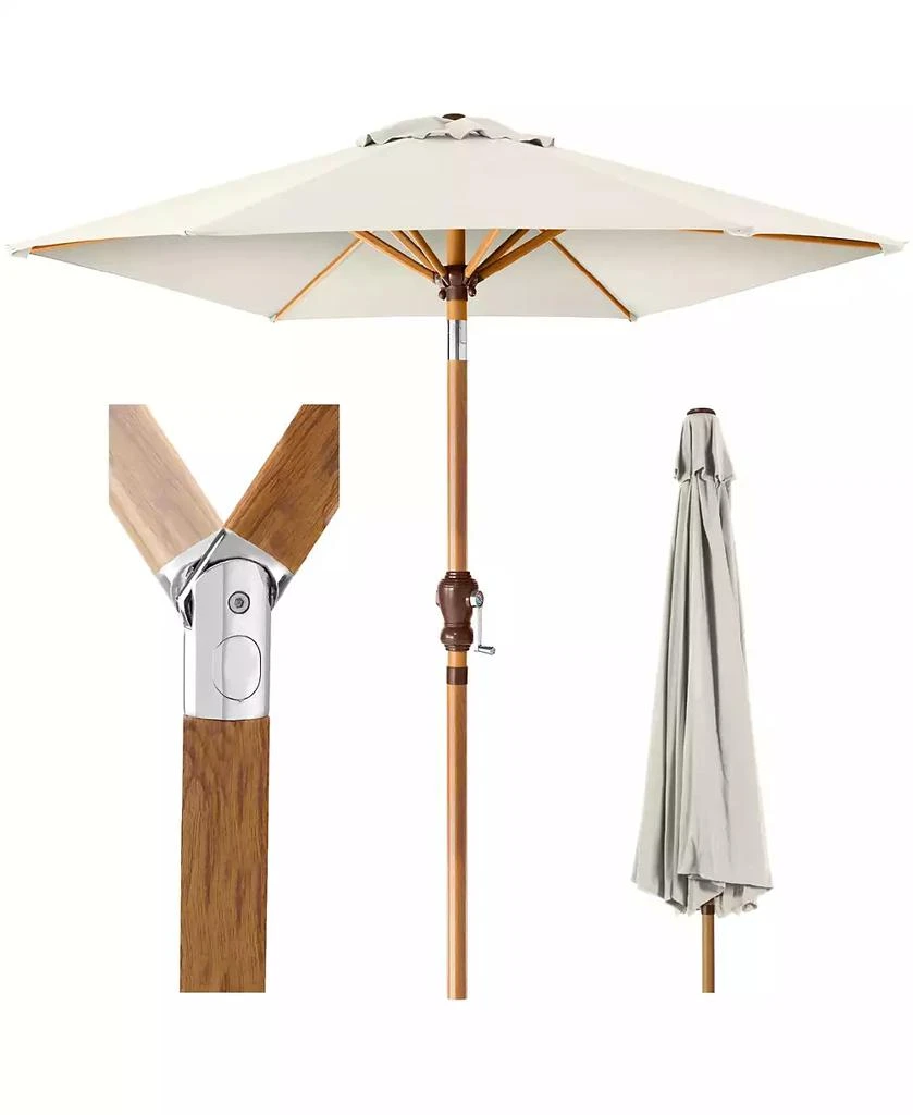 Best Choice Products 10ft Outdoor Woodgrain Pattern Steel Market Patio Umbrella w/ Crank, Tilt