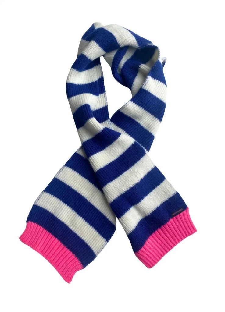 Saint James Sarrans Scarf In White/blue/|Neon Pink 1