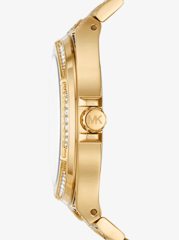 Michael Kors Oversized Lennox Animal Pavé Gold-Tone Watch 2