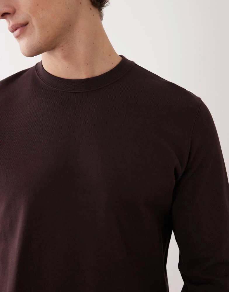 ARKET ARKET minimal jersey sweatshirt with crew neck in brown 5