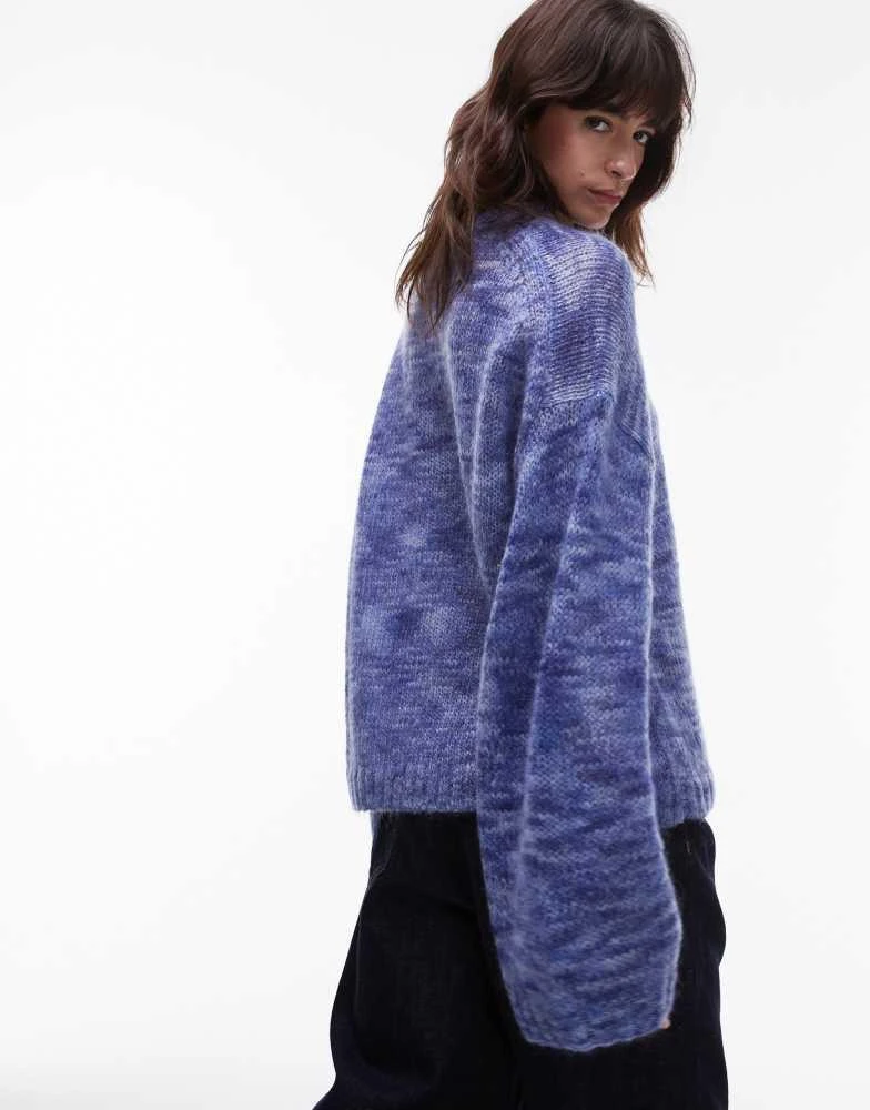 ARKET ARKET super soft alpaca and wool blend  relaxed sweater in blue space dye 4