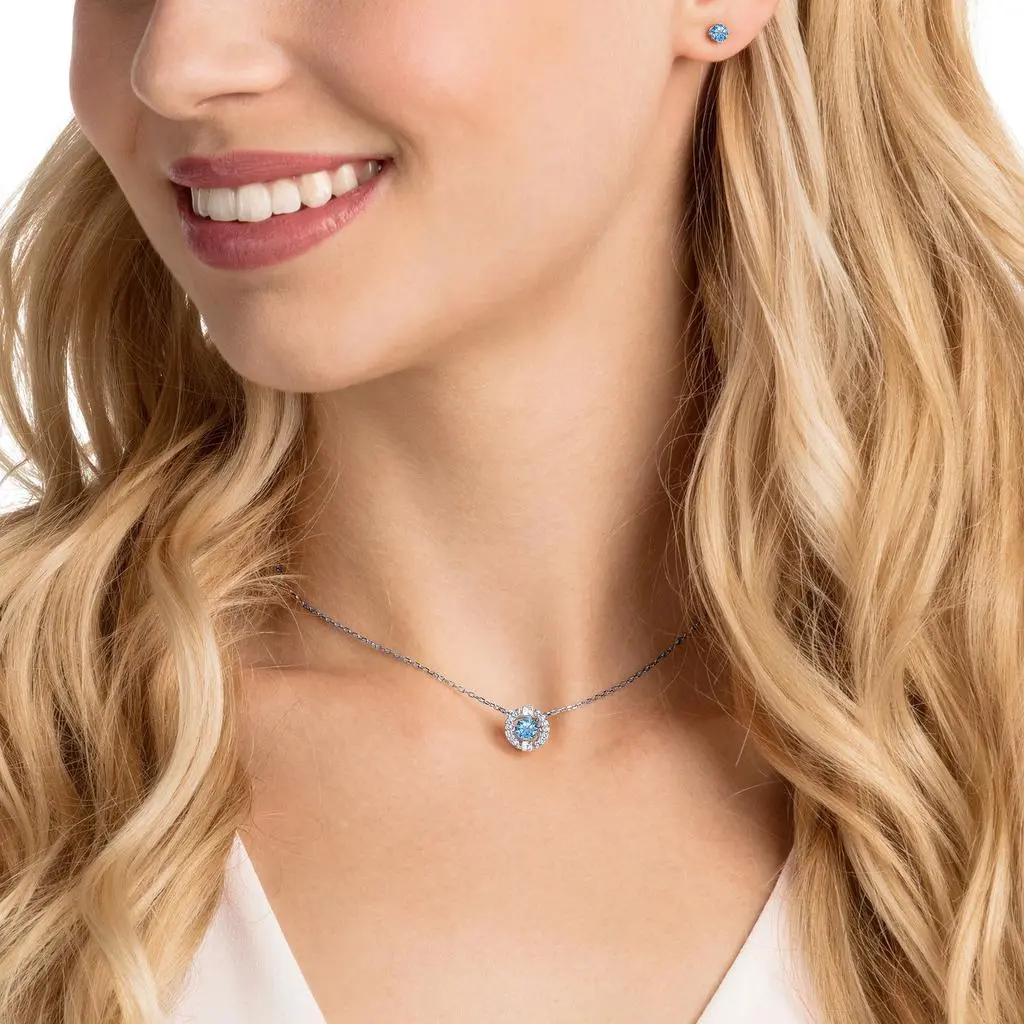 Swarovski Una set round cut blue rhodium plated 3