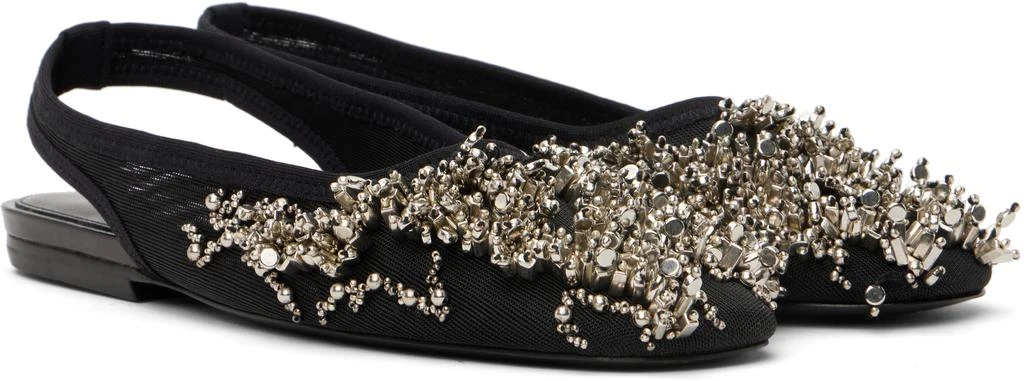Dries Van Noten Black Embellished Mesh Slingback Ballerina Flats 4