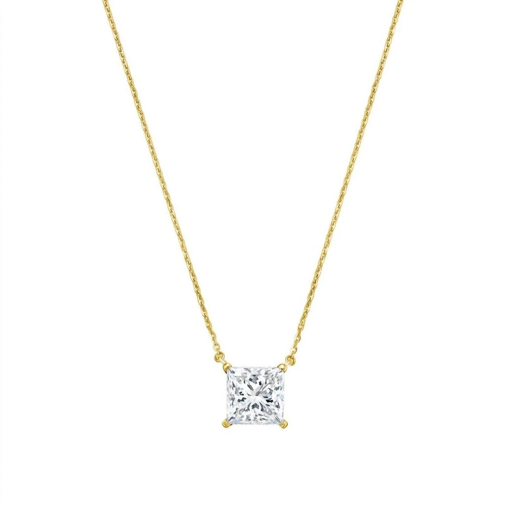 Diana M Jewels Diana M Jewels - 4.00 Cts Lab Grown Princess Cut East West Diamond Pendant Necklace