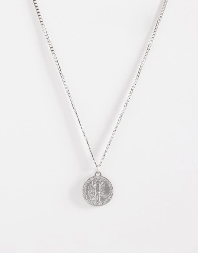 ASOS ASOS DESIGN waterproof stainless steel double sided coin pendant necklace in silver