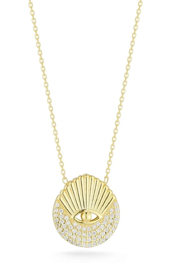 Sphera Milano 14K Gold Vermeil CZ Pave Eye Pendant Necklace 1