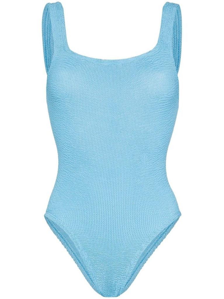 NA Blue square neck One piece Swimsuit