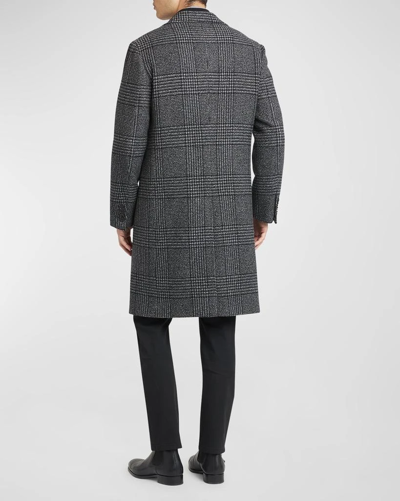 Brioni Men's Wool-Cashmere Plaid Topcoat 4