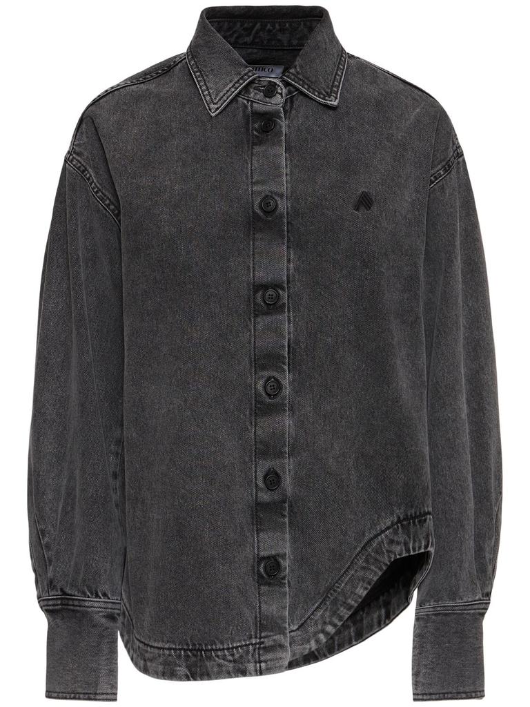 The Attico Eliza Denim Shirt W/shaped Slit
