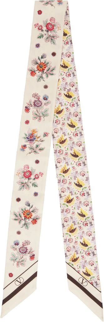 Valentino Beige Papier Floral Scarf 1