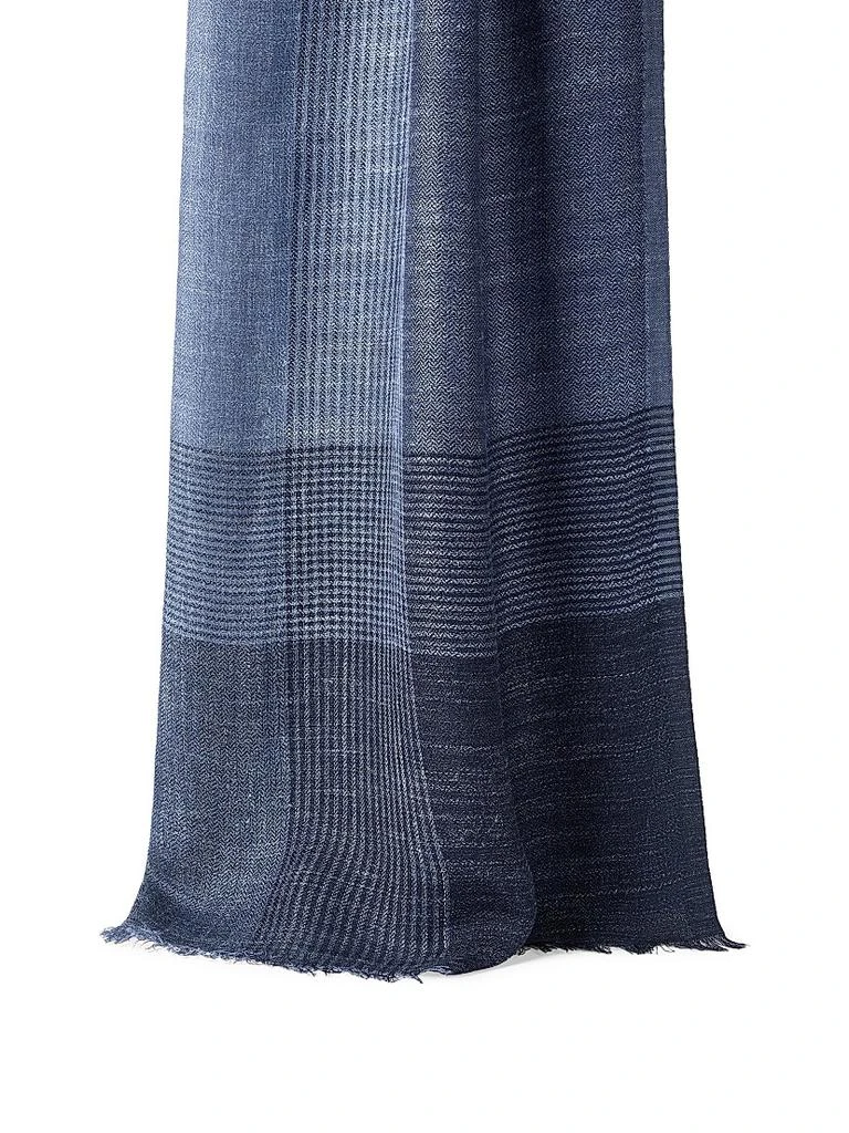 Brunello Cucinelli Silk and Linen Chevron Scarf with Stripes