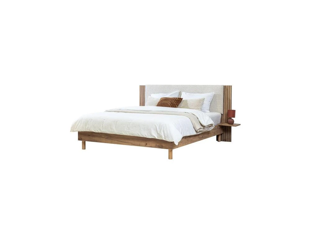 预计3周后发货 Bobochic Lit Avec Lattes Massives - Pieds Bois Naturel - Lior - Beige 3
