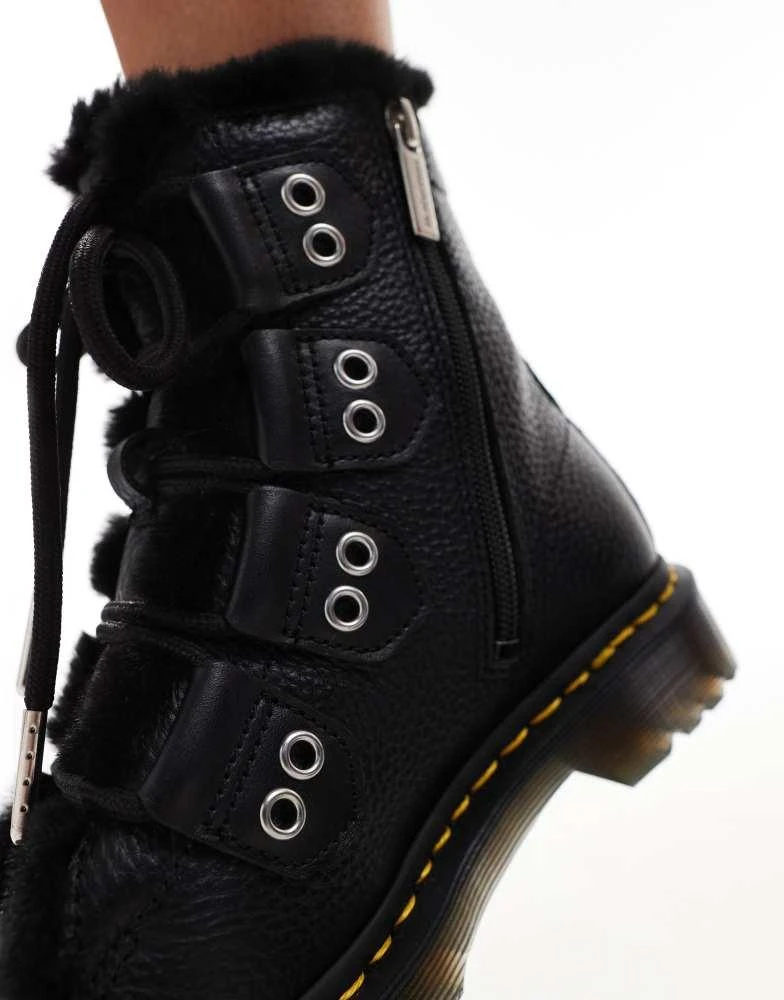 Dr. Martens Dr Martens 1460 fur lined 4 tie boot in black milled nappa 3