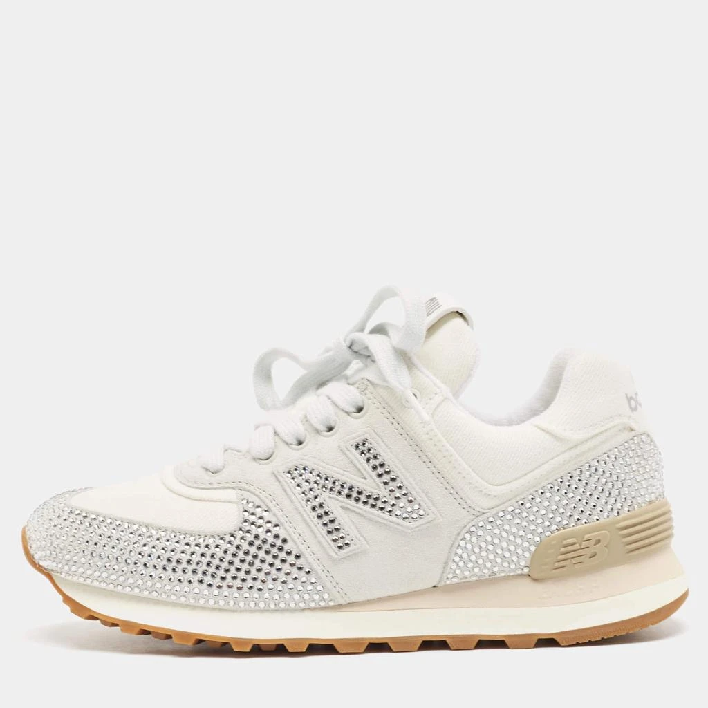 Miu Miu Miu Miu x New Balance 574 White Suede and Denim Sneakers Size 37 1