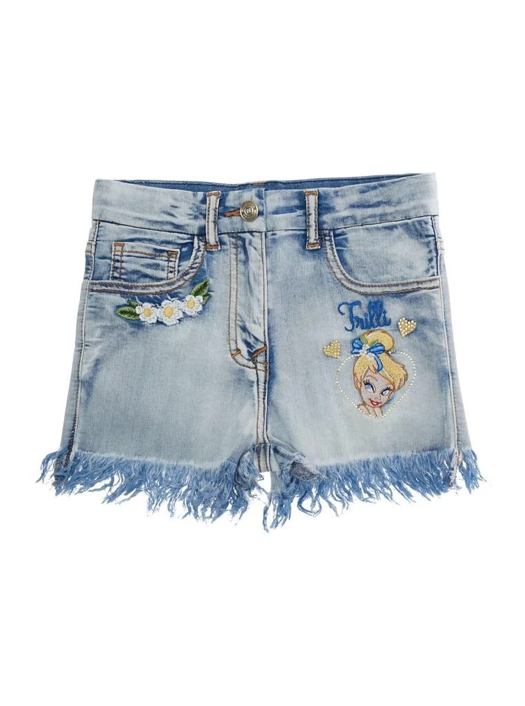 MONNALISA Monnalisa Frayed Embellished Denim Shorts