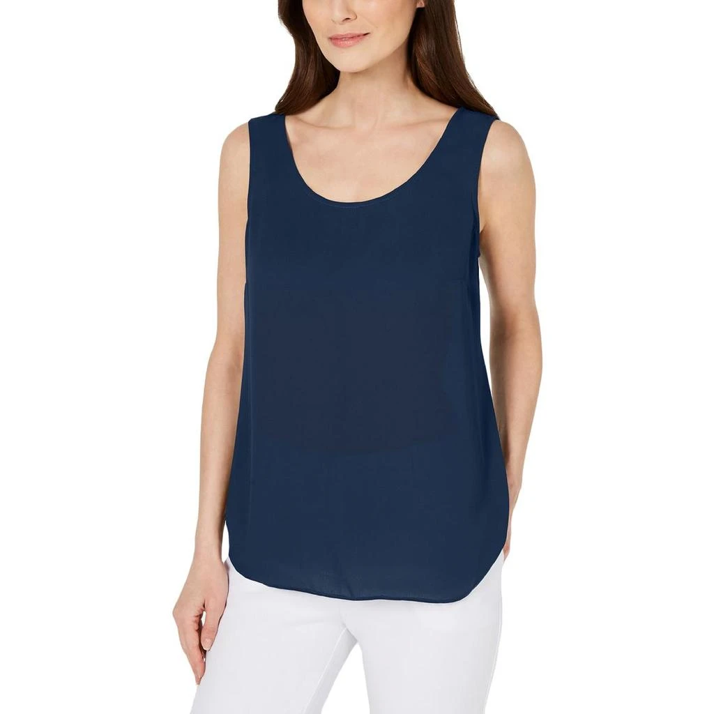 Alfani Womens Scoop Neck Sleeveless Shell 3