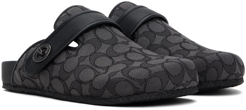 Coach Black & Gray Signature Jacquard Clogs 4