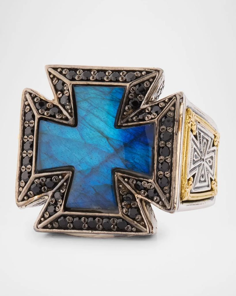 Konstantino Men's Sterling Silver and 18K Gold Labradorite Ring with Spinel 1