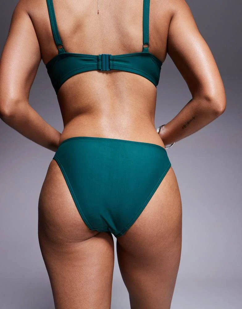 Wolf & Whistle Wolf & Whistle high leg bikini bottom in royal green 4