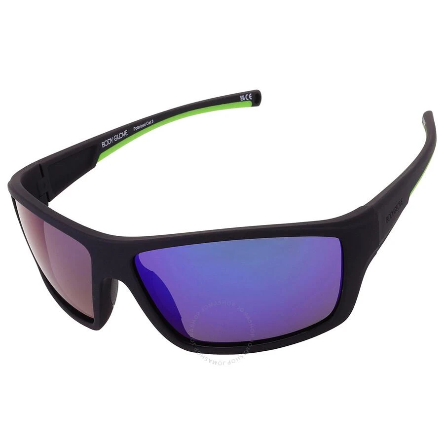Body Glove BGFL 25 425 Polarized Green Mirror Wrap Men's Sunglasses 10270145.CGR BLKGRN 3