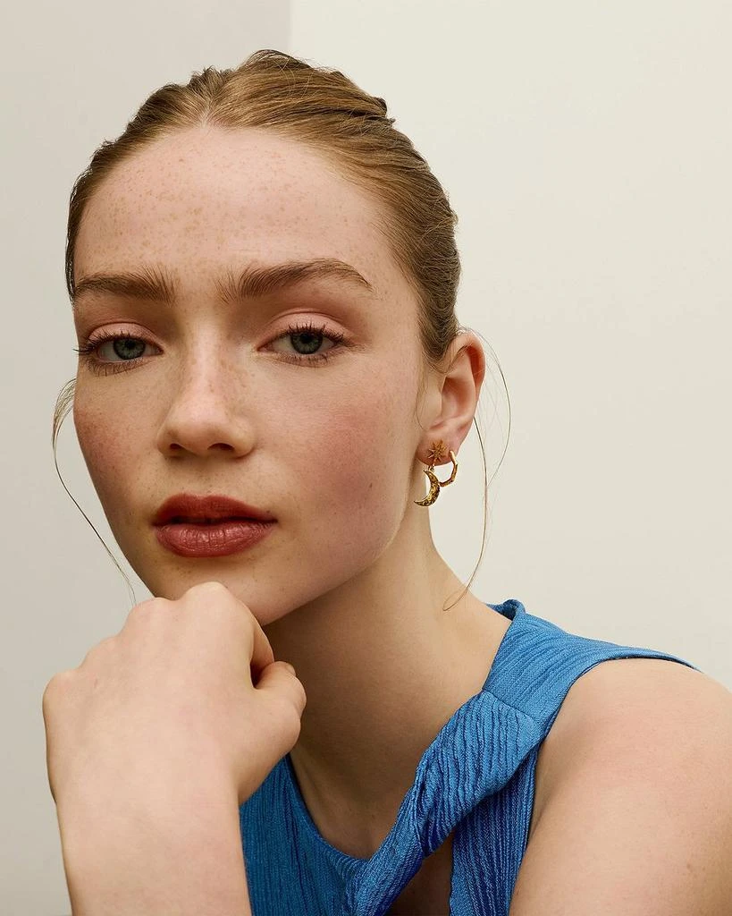 Ottoman Hands Star and Moon Drop Earrings 3