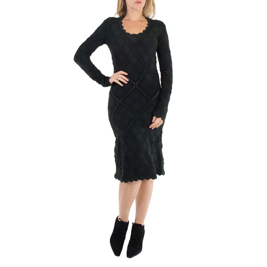 Burberry Ladies Vine Aran Long-Sleeve Knitted Dress