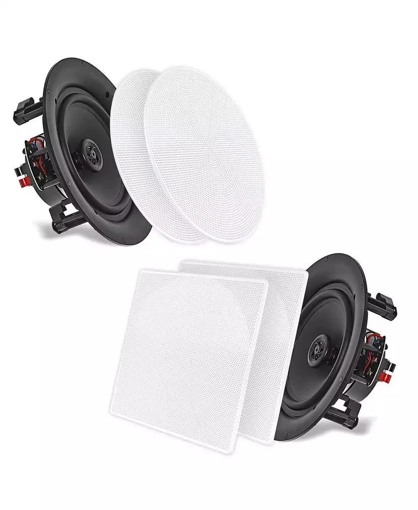 Pyle PDIC66 6.5" In-Wall/In-Ceiling 2-Way Stereo Speakers - Flush Mount, 200W, White, Pair