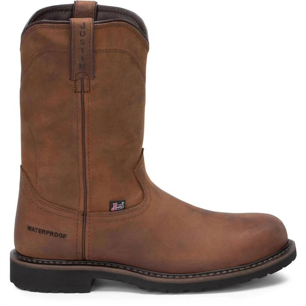 Justin Men's Drywall 10" Waterproof Steel Toe Work Boots In Whiskey 3