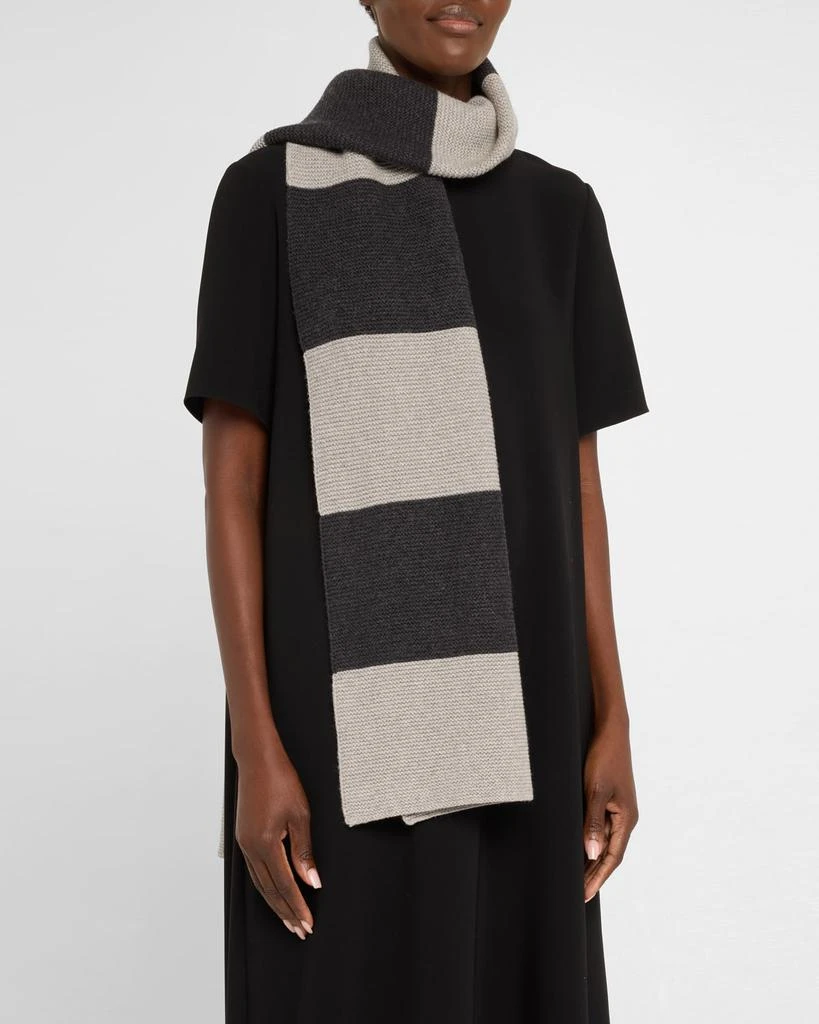 Eileen Fisher Striped Cotton and Recycled Cashmere Scarf 3