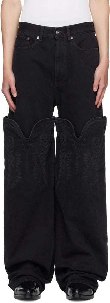 Y/Project Black Classic Maxi Cowboy Cuff Jeans 1