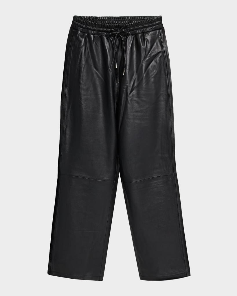 AVIREX Men's Nappa Leather Track Pants